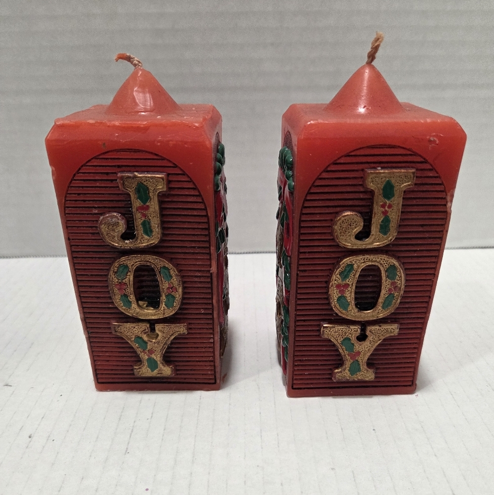 Jasco Pair of Vintage Christmas Message Candles Bayberry Scented